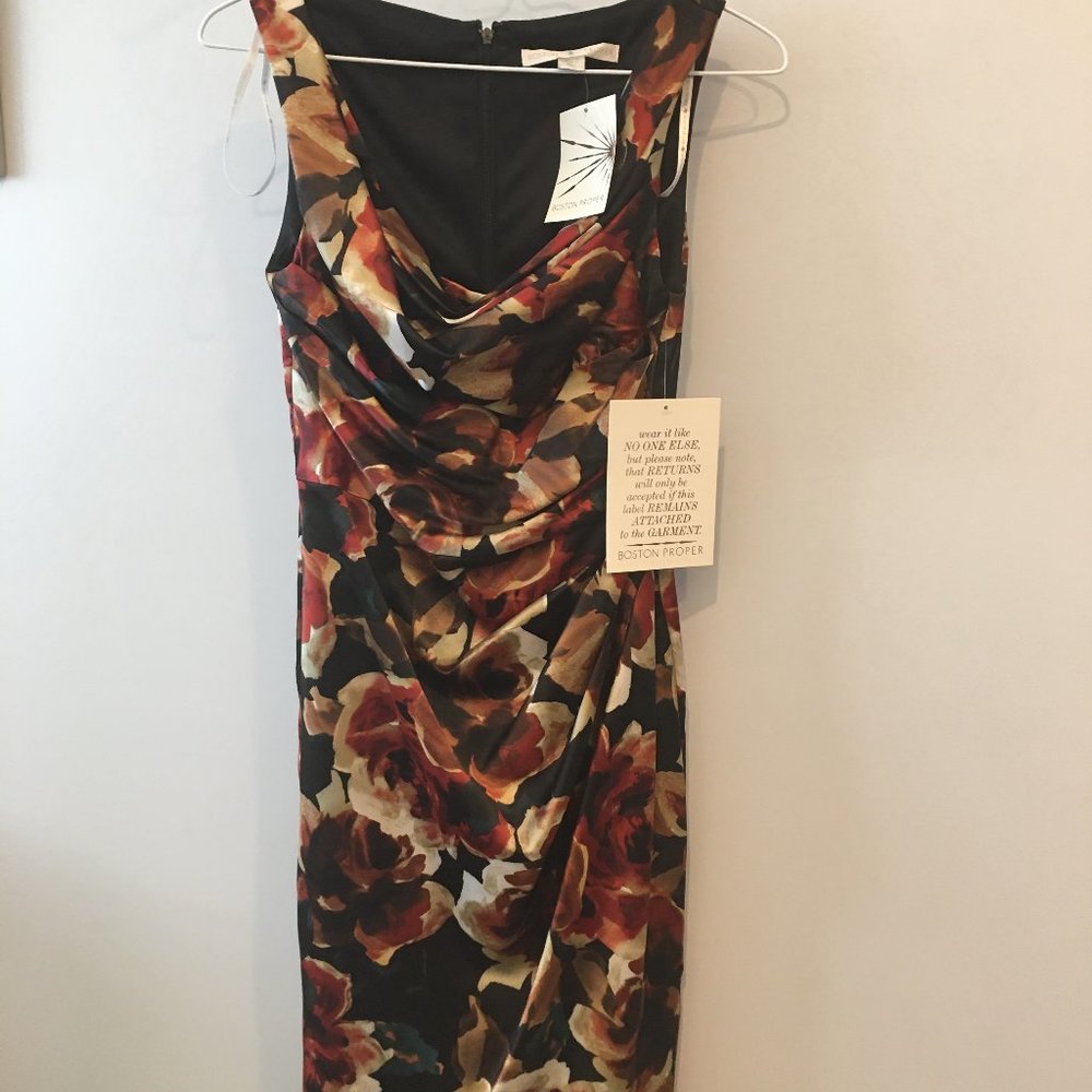 Boston Proper Flower Print Cocktail Dress